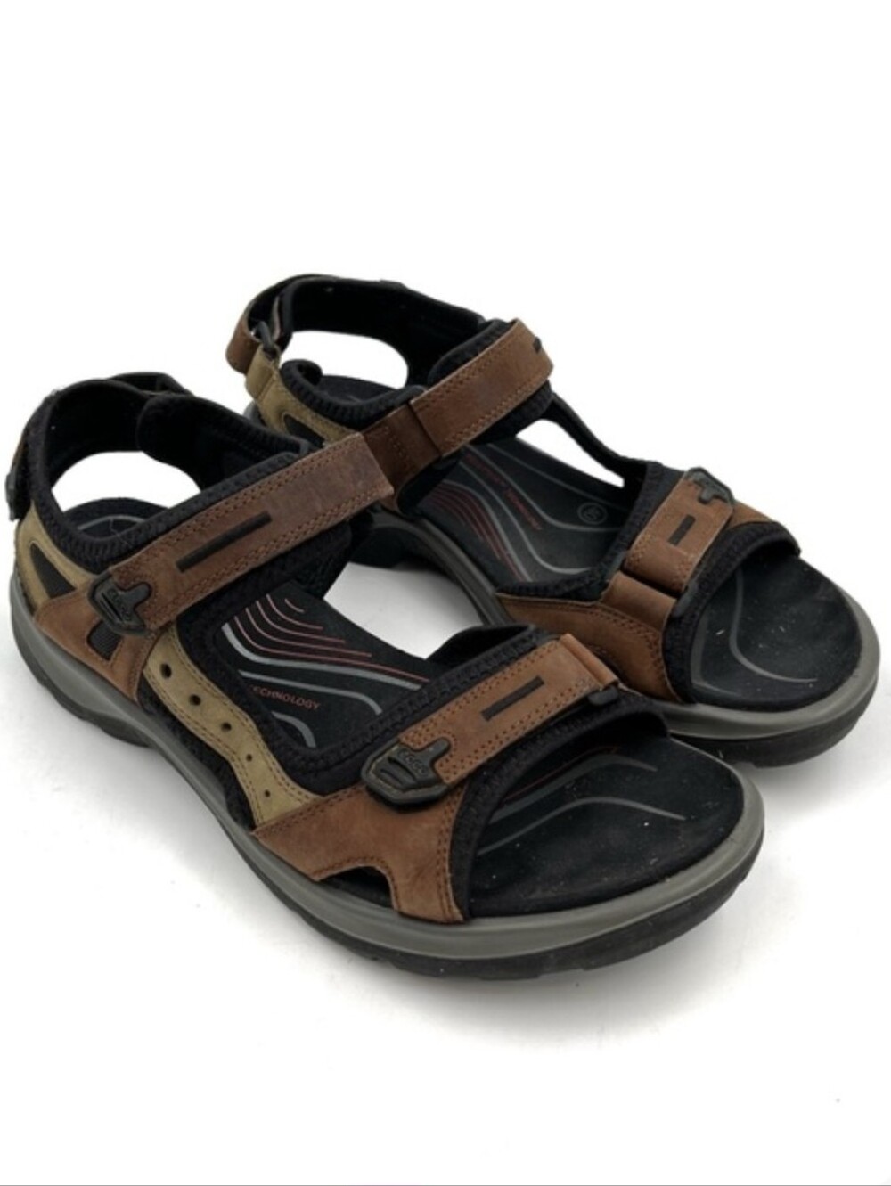 Ecco Yucatan Leather Comfort Outdoor Sport Sandals Size 9 EU 40 Brown Tan GUC